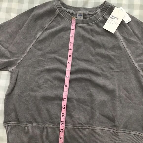 OLD navy boxy retro crop short sleeves shirt cotton blend fleece scoop neck XS - Picture 4 of 8